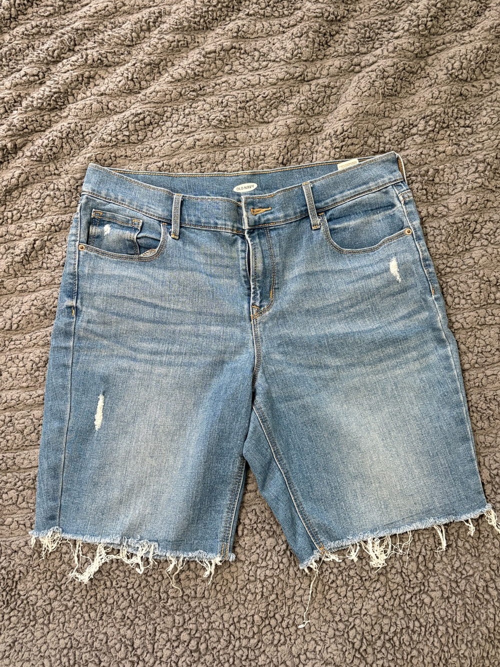 Old Navy | Light Blue Distressed Denim 7 Inch Inseam Shorts